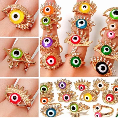 30pcs New Arrival Evil Eye Ring For Women Colorful Eyeball Rings Lucky Jewelry - Image 1 of 4