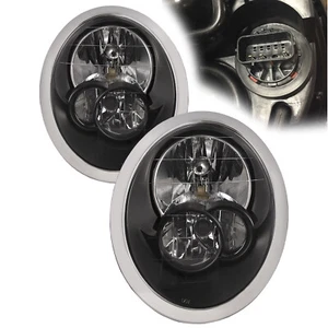 Par de faros halógenos negros para 05-06 Mini Cooper Hatchback 05-08 convertible - Imagen 1 de 6