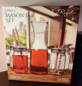 NEW Le Regalo 5-Piece Mason Jar Set HW-1234 - Picture 1 of 1