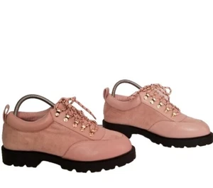 ASOS Women Pink Black Platform Lace Up Chunky Sneaker Shoes Size US 8 Italy Made - Picture 1 of 7