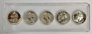 1960 1961 1962 1963 1964 Washington Silver Proof Quarters - 5 Coin Lot in holder - Picture 1 of 2