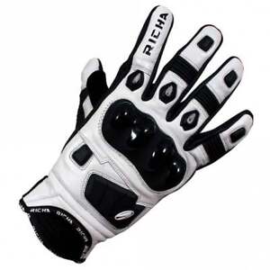 Richa Men's Rock Short Cuff Leather Motorcycle Gloves (White)