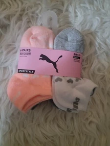 Puma Girls 6pk No Show Socks Shoe Size 4-8.5 - Picture 1 of 3