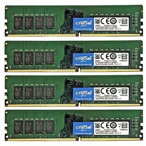 New Crucial 64GB (4X16GB) DDR4 2400MHz PC4-19200 288-Pin 2RX8 Desktop Memory Ram - Picture 1 of 5