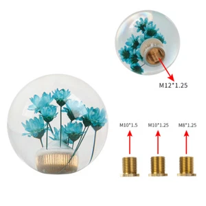 JDM Round Ball Crystal Real Flowers Manual Gear Shift Knob Shifter Universal  - Picture 1 of 56