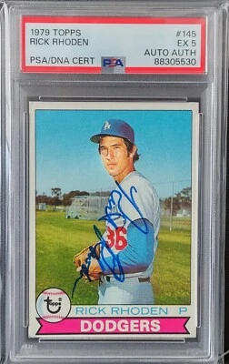 1979 Topps Rick Rhoden Auto #145 PSA EX 5 DNA Certified Auto Los Angeles Dodgers - Image 1 of 2