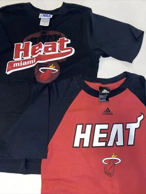 Adidas NBA Miami Heat Black/Red Tshirt  Boys Large - Image 1 of 4