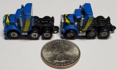 Vintage Galoob 1987 Micro Machines Kenworth Semi Truck Cab Blue/Yellow Lot Of 2 - Image 1 of 4
