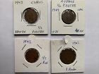 Cyprus Coins, Lot of 4 Coins 3(1/2) Piastre, 1 Piastre. 1942-1949 Vintage