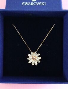 Genuine Signed Swarovski Rose Gold Eternal Flower Pendant Necklace, Boxed w. Tag