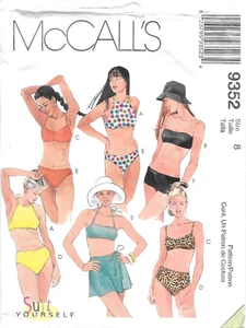 Uncut McCall's Sewing Pattern # 9352 Two Piece Swimsuits and Wrap Skirt Size: 8 - Picture 1 of 2