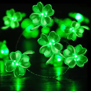 St Patricks Day Decorations Shamrocks String Lights Battery Operated with Remote - Picture 1 of 12