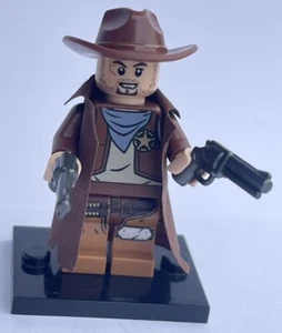 NUEVO Lego Vaquero Sheriff con Gabardina Personalizada Revólveres Bandido Ala Ancha Sombrero - Imagen 1 de 4