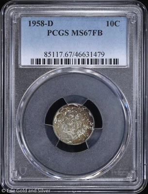 1958-D 10c Roosevelt Dime PCGS MS 67 FB | Uncirculated UNC BU - Image 1 of 4