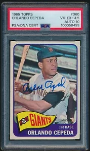 ORLANDO CEPEDA #360 1965 Topps Baseball PSA/DNA AUTO 10 PSA 4.5 GIANTS - Picture 1 of 2