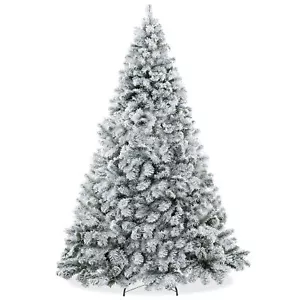 7.5FT Snow-Flocked Pine Realistic Artificial Holiday Christmas Tree with Stand - Picture 1 of 7