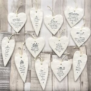 East of India Hanging White Porcelain Wobbly Hearts Inspirational Gift 