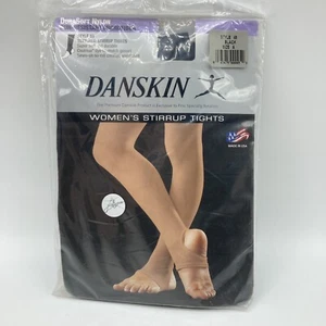 Danskin Style 49 Black Women's Size A Small DuraSoft Nylon Stirrup Tights USA - Picture 1 of 5