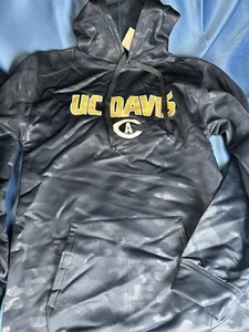 UC Davis Aggies Sweatshirt New Sz Large Navy W Camo Print Gold Football - Picture 1 of 1