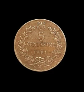 ITALIEN 5 CENT 1861 M SS++/aXF, KÖNIGREICH VITTORIO EMANUELE II° KM# 3 - Bild 1 von 2