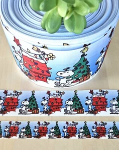 7/8, 1.5 & 3" (1 YD) Snoopy Christmas Grosgrain Ribbon Woodstock Beagle - Picture 1 of 1