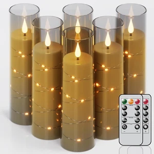 Flameless Flickering Candles with 2 Remote Timer, 6 Pack LED Battery Operated Ca - Picture 1 of 5