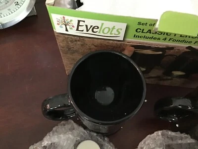 Evelots Set of 2 Personal Fondue Mugs with Votive Candles, Black Or White - Image 1 of 4
