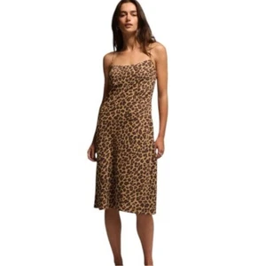 NWT Abercrombie & Fitch Slip Midi Dress in Leopard Print Size Small New With Tag - Picture 1 of 12