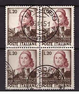 REPUBBLICA 1951 QUARTINA USATA 5° CENTENARIO NASCITA PIETRO VANNUCCHI PERUGINO - Foto 1 di 1