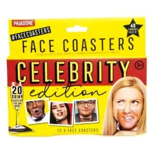 Face Coasters Celebrity Edition Selfie Prop Drink Mat Party Fun Ice Breaker 