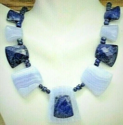 Colar Jay King 925 prata azul lápis e renda azul ágata 18" novo com etiquetas - Imagem 1 de 4