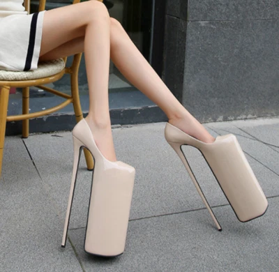 Women's 30cm Super High Heels Platform Patent Leather Pole Dance Party Stilettos - Image 1 of 4