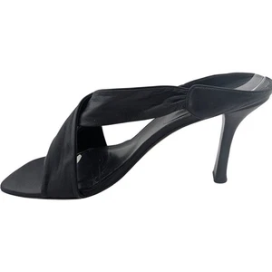 Stuart Weitzman Black Leather Mule Heels Criss Cross Straps Size 10M - Picture 1 of 10