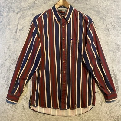 Bugle Boy Shirt Mens Sz M Striped Button-down Cotton Colorful  90’s Preppy VTG - Image 1 of 4