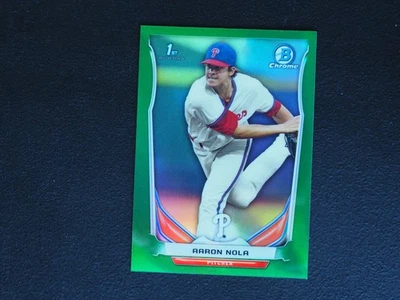 1st Bowman Draft 2014 cromo refractor verde Aaron Nola #087/150 como nuevo Foto 1 de 2