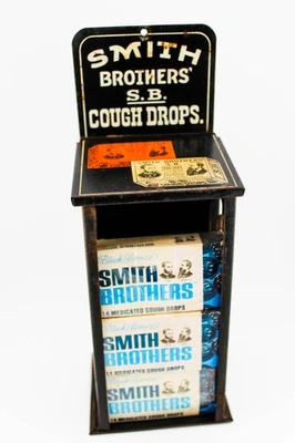 1920 SMITH BROTHERS COUGH DROPS STORE TIN DISPLAY CASE - Image 1 of 4