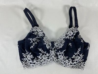 Sujetador Wacoal Abrazo Encaje Bordado Azul Blanco Floral Con Aros 65191 Talla 36DDD Foto 1 de 4