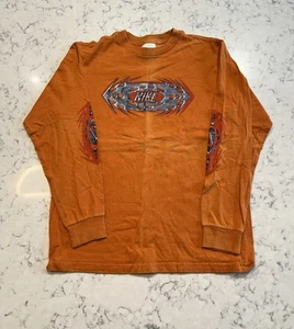 VTG Y2K Nike Tribal Logo Long Sleeve Shirt Orange L (14–16) Made in Mexico - Picture 1 of 4