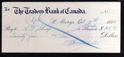 5E230 - 1894  THE TRADERS BANK OF CANADA - ST. MARYS, ONTARIO - Image 1 of 2
