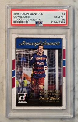 Карта достижений PSA 10 Лионеля Месси 2016 Panini Donruss No4 GEM как новая 2016–17 - Изображение 1 из 2