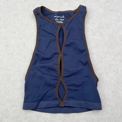 Urban Outfitters Out From Under Violetta CutOut Blue Brown Trim Tank Top XS/S - Image 1 of 3