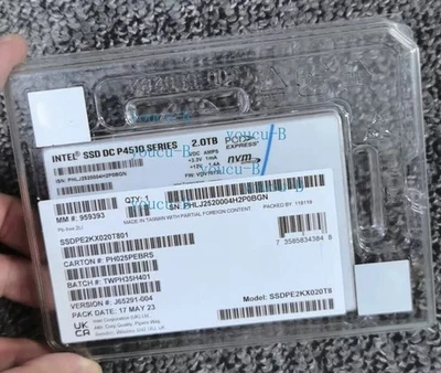 Intel DC P4510 Series 2TB SSD 2.5" PCIe NVME State Solid Drive SSDPE2KX020T8 - Image 1 of 2