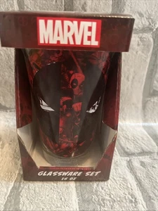 MARVEL Deadpool Pint Glass 16oz Large Face Heavy - Picture 1 of 4