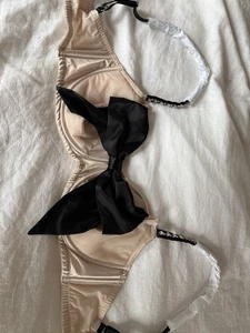 NWT Victoria's Secret Unlined Luxe Embellished Satin Bow Bra 34DDD - Picture 1 of 4