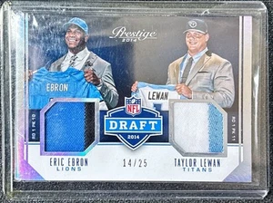 2014 Panini Prestige Draft Prime Taylor Lewan Eric Ebron ROOKIE RC PATCH /25 #8 - Picture 1 of 2