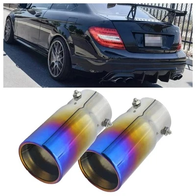 2xFor Mercedes Benz C63 Exhaust Pipe Tip Rear Tail Throat Muffler Stainless - Image 1 of 4