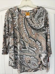 Ruby Rd. Damen Bluse Größe S Petite Paisley Mehrfarbig Mit etwas Glitzer Neu mit Etikett - Bild 1 von 8