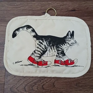 B. Kliban Cat en Rojo Zapatillas Acolchado Soporte para Olla Colgante LEER 6.5 X 9 - Imagen 1 de 4