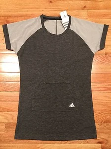 NWT Adidas Women's ClimaLite Layering S/S Tunic DarkGrey/White XS/MED S30039 $35 - Picture 1 of 1