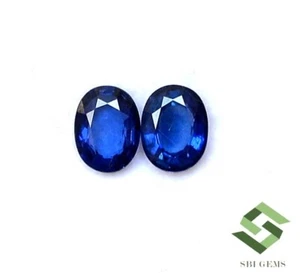 7x5 mm Certified Natural Blue Sapphire Oval Cut Pair 1.99 CTS Loose Gemstones - Picture 1 of 7